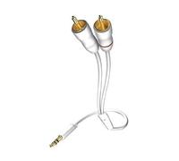 in-akustik Câble audio Star MP3 3,0 m – Jack 3,5 mm vers 2x RCA mâle – Blanc, contacts dorés