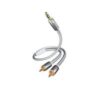 in-akustik Premium Audio - Câble audio - jack mini mâle pour RCA x 2 mâle - 1.5 m - double blindage - blanc, argent