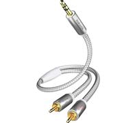 in-akustik Premium Audio - Câble audio - mini-prise mâle à RCA x 2 mâle - 1.5 m - double isolation - blanc, argenté