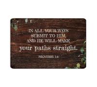 In All Your Ways Submit to Him, And He Will Make Your Paths Straight Plaque en métal rétro personnalisée pour porche, décoration murale pour chambre à coucher, entrée, arrière-cour 30,5 x 45,7 cm