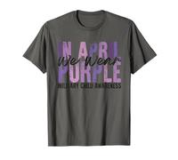 In April We Wear Purple Graphic célèbre Brave Military T-Shirt