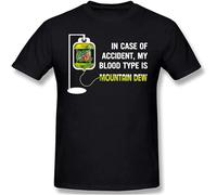 in Case of Accident My Blood Type is Mountain Dew Mens Comfortable Tees T Shirt for Men Black XL