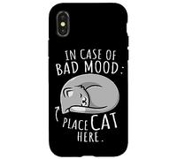 in Case of Bad Mood Place Cat Here Chats Coque pour iPhone X/XS