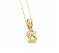 IN Chenthy Collier en or 18 carats avec lettre bouffante pour homme - Chaîne cubaine hip-hop avec pendentif cube de glace en oxyde de zirconium AAA, longueur réglable de 45 cm + 5 cm, Gold J, Acier