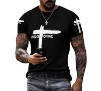 In-do-Chine T-Shirt Homme à Manches Courtes Noir Col Rond Chemise Casual Top Tee for Men