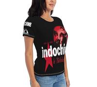 in-do-Chine T-Shirt pour Femme T-Shirt à Manches Courtes Noir T Shirt Tshirt Col Rond Chemise Casual Top Tee Women L