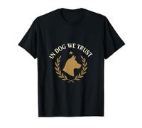 In Dog We Trust Couronne de laurier avec motif tête de chien Doré T-Shirt