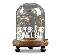 iN Dôme lumineux à LED avec télécommande - 20 lumières LED sur 2 m de long avec dôme en verre et base en bois - Décoration idéale pour la maison ou la décoration de table
