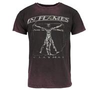 IN FLAMES Clayman Vitruvian Homme T-Shirt Manches Courtes Rouge foncé 100% Coton Regular