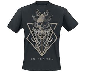 IN FLAMES Skull Homme T-Shirt Manches Courtes Noir 3XL 100% Coton Regular/Coupe Standard