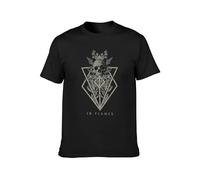 in Flames Skull Unisex T-Shirt Printed Tee Graphic Top Men T-Shirt Black XL