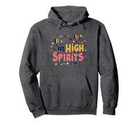 in High Spirits : Joyful Hot Air Balloon Celebration Sweat à Capuche, Unisexe pour Adultes, Chiné Foncé, M