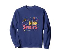 in High Spirits : Joyful Hot Air Balloon Celebration Sweatshirt, Unisexe pour Adultes, Bleu Marine, M