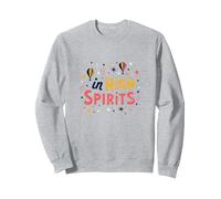 in High Spirits : Joyful Hot Air Balloon Celebration Sweatshirt, Unisexe pour Adultes, Gris Chiné, XXL