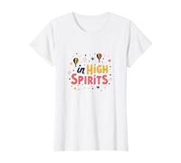 in High Spirits : Joyful Hot Air Balloon Celebration T-Shirt, Femme, Blanc, L