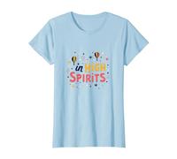 in High Spirits : Joyful Hot Air Balloon Celebration T-Shirt, Femme, Bleu Céleste, 3XL