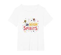 in High Spirits : Joyful Hot Air Balloon Celebration T-Shirt, Femme Grandes Tailles, Blanc, 5X