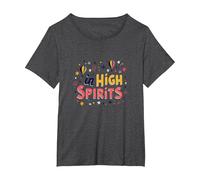 in High Spirits : Joyful Hot Air Balloon Celebration T-Shirt, Femme Grandes Tailles, Chiné Foncé, 6X