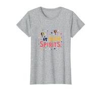in High Spirits : Joyful Hot Air Balloon Celebration T-Shirt, Femme, Gris Chiné, S
