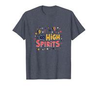 in High Spirits : Joyful Hot Air Balloon Celebration T-Shirt, Homme, Bleu Chiné, 3XL