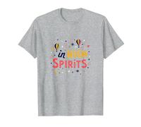 in High Spirits : Joyful Hot Air Balloon Celebration T-Shirt, Homme, Gris Chiné, 5XL