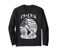 in Ink We Trust Tatouage Humoristique avec Encre Lincoln Drapeau USA Manche Longue
