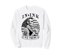 in Ink We Trust Tatouage Humoristique avec Encre Lincoln Drapeau USA Sweatshirt