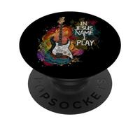 in Jesus Name I Play Guitar Christian Guitarist God Faith PopSockets PopGrip Adhésif