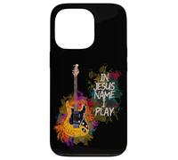 in Jesus Name I Play Guitar Christian Guitarists God Faith Coque pour iPhone 13 Pro