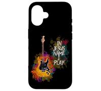 in Jesus Name I Play Guitar Christian Guitarists God Faith Coque pour iPhone 16