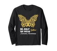 in July We Wear Yellow Sarcome Cancer Awareness Men Women Manche Longue