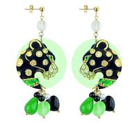 IN Lebole The Circle Special Collection Grandes Boucles d'oreilles Panthère Noire en Laiton Unica Laiton Agate, Unica, Laiton, Agate