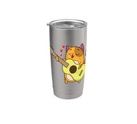 in love Cat joue de la guitare Gobelet isotherme en acier inoxydable double paroi