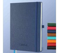 IN-LUXPRO Agenda 2025 2026: Agenda Semainier et Carnet de Notes Grande A4(29 x 21,7 cm) 18 Mois Planner Du Juillet. 25 à Déc. 26 Scolaire - PU Cuir, Onglets Mensuels, Papier 80g/m² Bleu marine