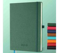 IN-LUXPRO Agenda 2025 2026: Agenda Semainier et Carnet de Notes Grande A4(29 x 21,7 cm) 18 Mois Planner Du Juillet. 25 à Déc. 26 Scolaire - PU Cuir, Onglets Mensuels, Papier 80g/m² Vert