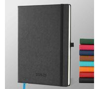 IN-LUXPRO Agenda 2025 2026: Agenda Semainier et Carnet de Notes Grande A4(29 x 21,7 cm) 18 Mois Planner Du Juillet. 25 à Déc. 26 Scolaire - PU Cuir, Onglets Mensuels, Papier 80g/m² Noir