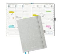 IN-LUXPRO Agenda 2026 2027: Agenda Semainier de Luxe et Carnet de Notes A5 Moyen(21,9x16,2 cm)18 Mois Scolaire Vertical Planner(Du Juil.26 à Déc.27), cuir PU premium, Argent