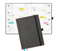 IN-LUXPRO Agenda 2026 2027: Agenda Semainier de Luxe et Carnet de Notes A5 Moyen(21,9x16,2 cm)18 Mois Scolaire Horizontal Planner(Du Juil.26 à Déc.27), cuir PU premium, Gris
