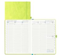 IN-LUXPRO Agenda 2026 2027: Agenda Semainier et Carnet de Notes Grande A4(29x21,5cm)18 Mois Scolaire Vertical Planner(Du Juil.26 à Déc.27) - Couverture Rigide en PU Cuir, Papier 80g/m² Vert pomme
