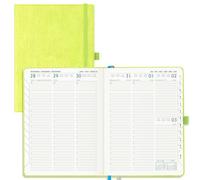 IN-LUXPRO Agenda 2026 2027: Agenda Semainier et Carnet de Notes Moyen A5(21,9x16,2 cm)18 Mois Scolaire Vertical Planner(Du Juil.26 à Déc.27) - Couverture Rigide en PU Cuir, Papier 80g/m² Vert pomme