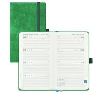 IN-LUXPRO Agenda 2026 2027: De poche Agenda Semainier et Carnet de Notes A6 Petit(16,4x9,5cm)18 Mois Scolaire Planner(Du Juil.26 à Déc.27) - Couverture Rigide en PU Cuir, Papier 80g/m² Vert