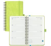 IN-LUXPRO Agenda 2026 2027: De poche Agenda Semainier et Carnet de Notes A6 Petit(16,4x9,5cm)18 Mois Scolaire Planner(Du Juil.26 à Déc.27) - Couverture Souple en PU Cuir Spirale, Vert pomme