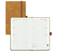IN-LUXPRO Agenda 2026 2027: De poche Agenda Semainier et Carnet de Notes A6 Petit(16,4x9,5cm)18 Mois Scolaire Planner(Du Juil.26 à Déc.27) - Couverture Rigide en PU Cuir, Papier 80g/m² Caramel