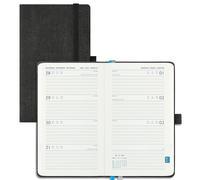 IN-LUXPRO Agenda 2026 2027: De poche Agenda Semainier et Carnet de Notes A6 Petit(16,4x9,5cm)18 Mois Scolaire Planner(Du Juil.26 à Déc.27) - Couverture Rigide en PU Cuir, Papier 80g/m² Noir