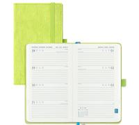 IN-LUXPRO Agenda 2026 2027: De poche Agenda Semainier et Carnet de Notes A6 Petit(16,4x9,5cm)18 Mois Scolaire Planner(Du Juil.26 à Déc.27) - Couverture Rigide en PU Cuir, Papier 80g/m² Vert pomme