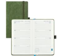 IN-LUXPRO Agenda 2026 2027: De poche Agenda Semainier et Carnet de Notes A6 Petit(16,4x9,5cm)18 Mois Scolaire Planner(Du Juil.26 à Déc.27) - Couverture Rigide en PU Cuir, Papier 80g/m² Vert olive