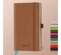 IN-LUXPRO Agenda 2026 2027: De poche Agenda Semainier et Carnet de Notes Petit A6(16,4x9,5cm)18 Mois Scolaire Planner(Du Juil.26 à Déc.27) - Couverture Rigide en PU Cuir, Papier 80g/m² Marron