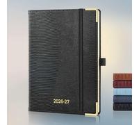 IN-LUXPRO Agenda 2026 2027: Haut de gamme Agenda Semainier et Carnet de Notes A5(21,9x16,2 cm)18 Mois Scolaire Horizontal Planner(Du Juil.26 à Déc.27), Couverture PU luxe brodée, Noir
