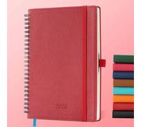 IN-LUXPRO Agenda 2026: Agenda Semainier et Carnet de Notes A5 Moyen 21,9x16,4 cm Spirale, Planificateur Hebdomadaire D'Jan 2026 à Déc 2026(12 Mois) Scolaire, Papier 100GSM, Couverture PU cuir Rouge