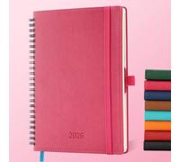 IN-LUXPRO Agenda 2026 : semainier A5 (21,9 x 16,4 cm), 12 mois (de janvier à décembre), semainier et mensuel avec onglets mensuels et poche, pages de dépenses/notes à spirale, papier 100 g/m², cuir PU